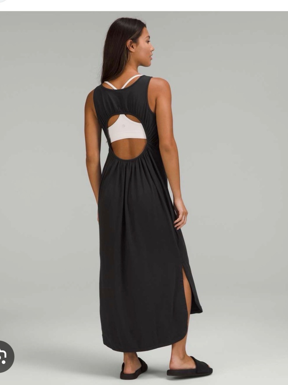 Lululemon Black Pima Cotton Open-Back Midi Dress